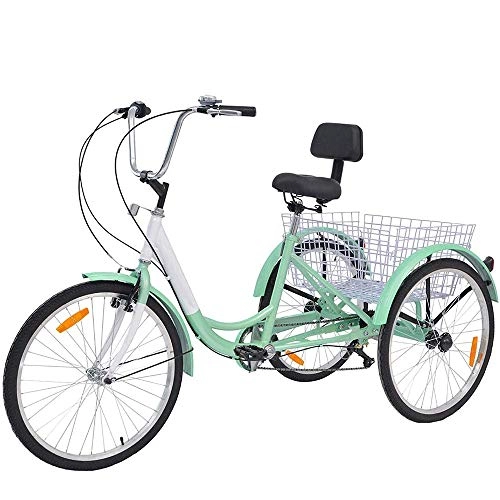 Comfort Bike : Gpzj Adult Tricycles 7 Speed, Adult Trikes 24 / 26 inch 3 Wheel Bikes, Three-Wheeled Trike with Large Basket for Recreation, Shopping, Picnics Exercise Men's Women's Cruiser Bike
