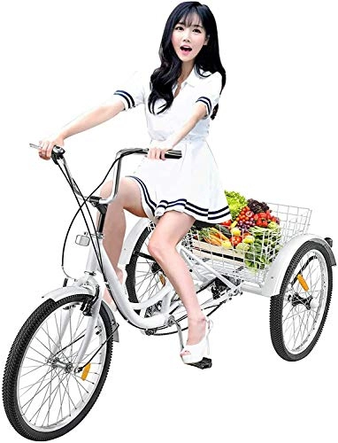 Comfort Bike : Gpzj Adult Tricycles 7 Speed, Adult Trikes 24 inch 3 Wheel Bikes, Three-Wheeled Bicycles Cruise Trike with Shopping Basket for Seniors, Women, Men.