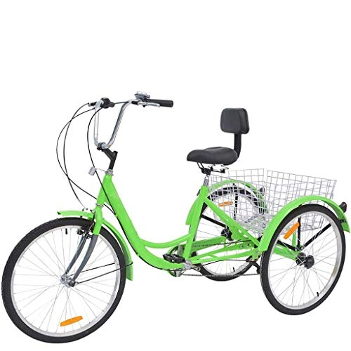 Comfort Bike : Gpzj Adult Tricycles 7 Speed, Adult Trikes 24In 3 Wheel Bikes, Three-Wheeled Bicycles Cruise Trike with Shopping Basket Cargo Basket for Seniors, Women, Men, Kids