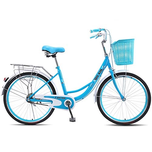 Comfort Bike : GRTE City Bike, Frame Urban Woman Bicycle, Lightweight Ordinary Commuter Lady Commuter Bike Male And Female Students City Vintage Retro Bicycle24 / 26 Inch, Blue, 26