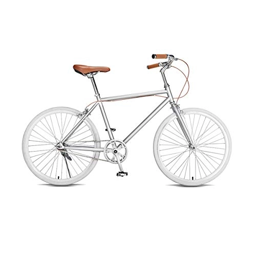 Comfort Bike : Guyuexuan Bike, 24-inch Adult Male And Female Bicycle, City Commuter, Student Ordinary Light Bicycle The latest style, simple design (Color : Silver, Size : 24 inch)