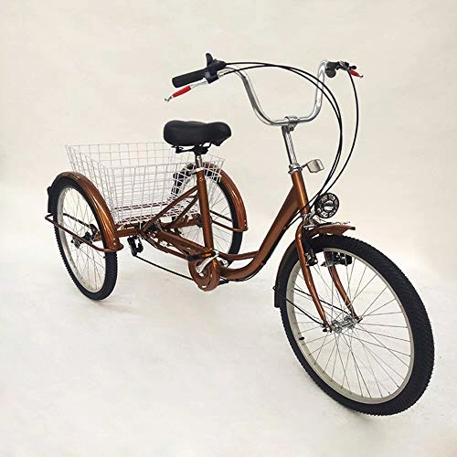 Comfort Bike : HaroldDol 24" 3 Wheel 6 Speed Adult Tricycle White with Basket, Shopping Basket Trike Tricycle Pedal Cycling Bike, for Shopping Outdoor Picnic Sports