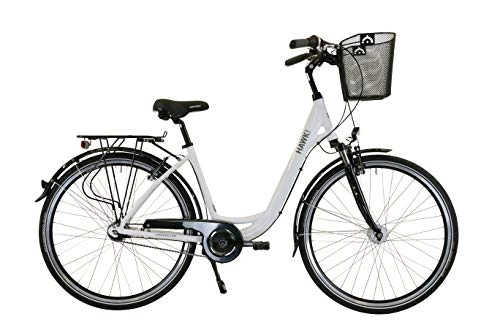 Comfort Bike : Hawk City Wave Deluxe Plus with Basket, Adult (Unisex), White, 26 Inches