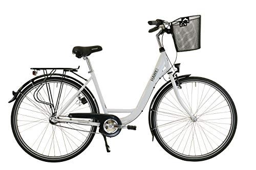 Comfort Bike : HAWK City Wave Premium Plus (Incl. Basket) (White, 28 Inches) 3G