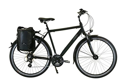 Comfort Bike : Hawk Trekking Gent Premium Plus with Bag, Adult (Unisex), Black, 57 cm