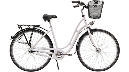 Comfort Bike : Hawk Unisex Adult's White, Korb City Classic Joy Plus, 7G, ND, Piano, S / M, Basket, 28 Zoll