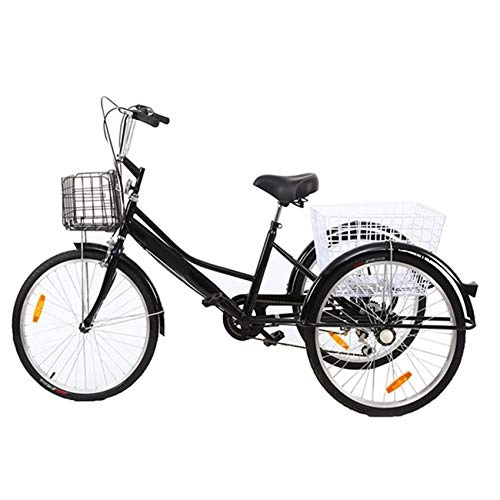 Comfort Bike : HENGGE Elderly Pedal Tricycle Bicycle, Leisure Cargo Tricycle, Suitable for Elderly Adult Outdoor Tricycle Bicycle, Black