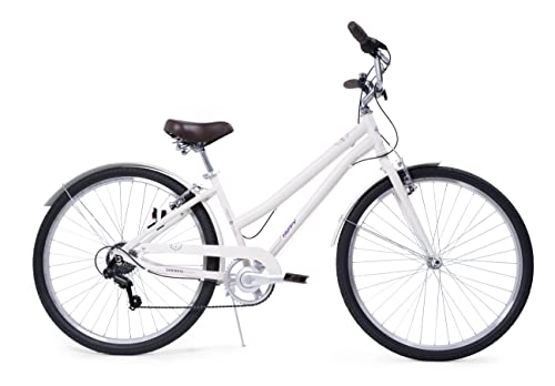 Comfort Bike : Huffy Sienna Ladies Hybrid Bike 27.5 Town Commuter Comfortable Retro Style White