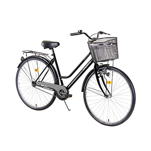 Comfort Bike : inSPORTline Urban Bike Kreativ City Series | Single-Speed Comfort Adult Road Bike | Led Bike Light Coaster Rear Brake Bell & Basket Men & Women Bicycle | 2811 2019 (Women Black)