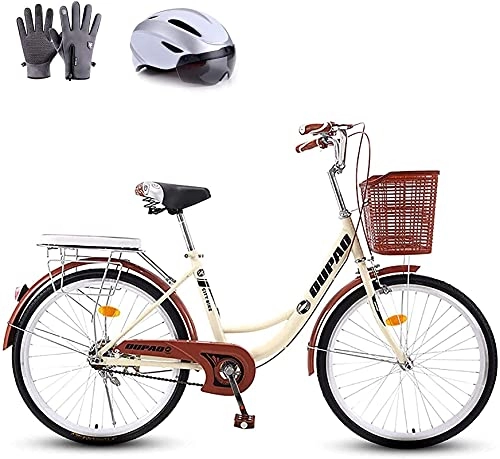 Comfort Bike : JYTFZD WENHAO Bicycle Women's Lightweight Adult City Student Commuter Car 20 / 24 / 26 Inch Single Speed, Retro Design (Size:20in)