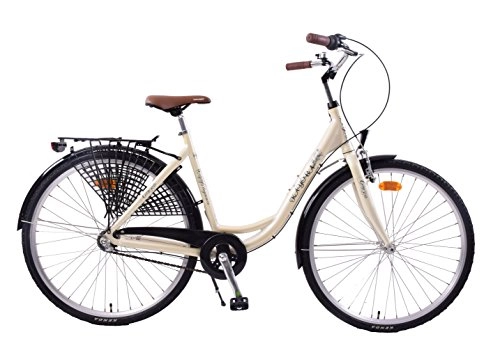 Comfort Bike : Kayoba Elegance 700c Wheel Dutch Bike Traditional Classic Ladies 3 Speed Shimano Cream 20" Alloy Frame