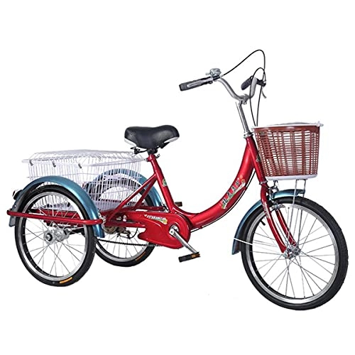 Comfort Bike : Kays Adult Tricycle With Rear Basket Carbon Steel Frame For Adults Women Men Seniors Exercise Shopping - Red