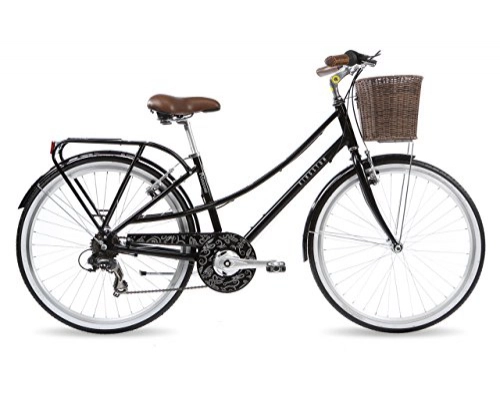 Comfort Bike : Kingston Primrose, Ladies Classic Bicycle, 7 Speed, 26 Inch Wheel, Black / Silver (16 Inch Frame)