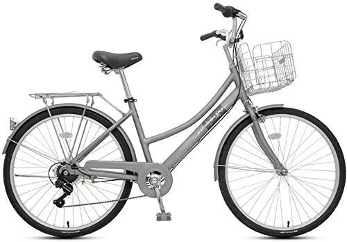 Comfort Bike : KKKLLL Bicycle Adult Ladies Speed Ordinary Retro Lightweight Bicycle 7 Speed 26 Inches