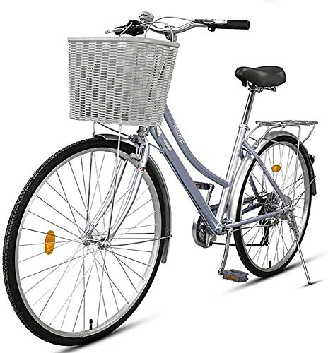 Comfort Bike : KKKLLL City Bicycle Speed Men and Women Travel Commuter Bicycle Light Adult Models Riding Retro 7-Speed 24 Inch 26 Inch