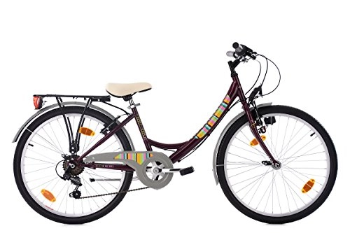 Comfort Bike : KS Cycling Girl's City Bike 24" Gurlz 6 Speed Purple