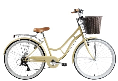 Comfort Bike : Ladies Ammaco Broadway 26" Wheel Bike Lifestyle Classic Basket Cream 16" Or 19" (19")