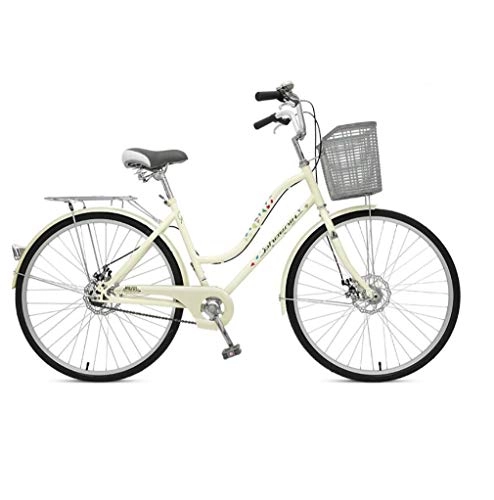 Comfort Bike : ladies bicycles comfortable bicycle adult city traffic road bicycle light bicycle male and female students bicycle commute 24'' with back seat + basket, leisure outing single speed / 6 speed