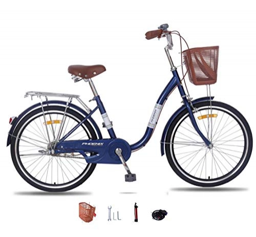Comfort Bike : ladies bicycles light bike youth male and female student bicycle Single speed bikes adult commuting 20inch 24'' city bicycle comfortable seat with basket and rear frame leisure outing
