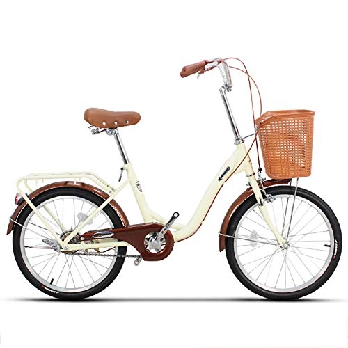 Comfort Bike : Ladies Bike, Cruiser Bike Vintage Classic Bike with Bike Basket Retro Leisure Urban Road Aluminum Frame Drivetrains for Women's And Men's Bicycle Dutch Bike, Beige, 20
