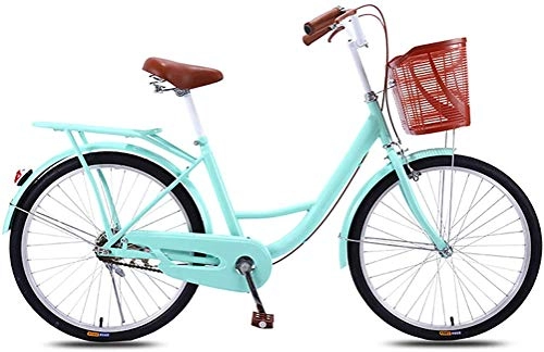 Comfort Bike : Lady's Vintage Bicycle, Women's Singlespeed City Bike Girl's Ultra Light Portable No Shock Absorption Leisure Urban Bike Commuter Bike Dual Disc Brake Bicycle Dutch Bike for Student Adults, B