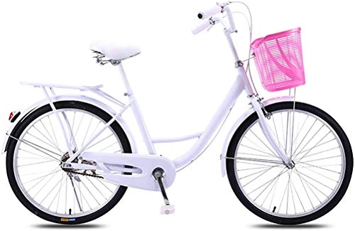 Comfort Bike : Lady's Vintage Bicycle, Women's Singlespeed City Bike Girl's Ultra Light Portable No Shock Absorption Leisure Urban Bike Commuter Bike Dual Disc Brake Bicycle Dutch Bike for Student Adults, G