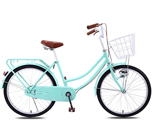 Comfort Bike : Lady's Vintage Bicycle, Women's Singlespeed City Bike Girl's Ultra Light Portable No Shock Absorption Leisure Urban Bike Commuter Bike Dual Disc Brake Bicycle Dutch Bike for Student Adults, H