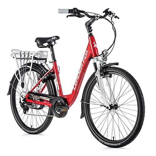 Comfort Bike : Leader Fox Velo electrique-vae city 26'' latona 2020-2021 mixte rouge 7v moteur roue ar bafang 36v 45nm batterie 13ah (18'' - h46cm - taille m - pour adulte de 168cm à 178cm)