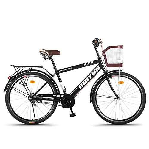 Comfort Bike : LFANH 26 Inch Bike Bicycle, Classic Bicycle, Vintage Bike, Women's And Men's Bicycle Dutch Bike for Women Retro Adult Bike with Basket (Unisex), Black