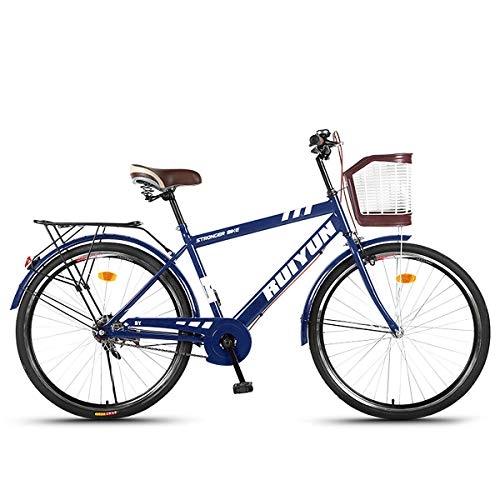 Comfort Bike : LFANH 26 Inch Bike Bicycle, Classic Bicycle, Vintage Bike, Women's And Men's Bicycle Dutch Bike for Women Retro Adult Bike with Basket (Unisex), Blue