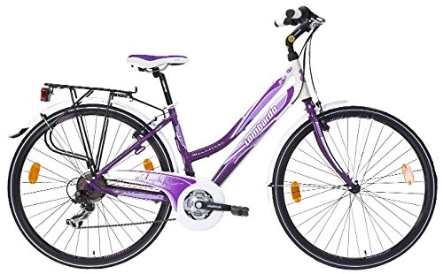Comfort Bike : Lombardo Miafiori 270 Women's Mountain Bike Purple / White, 19 Inch Aluminium Frame, 21-speed 700c Alloy Rims Shimano Revo Shifters