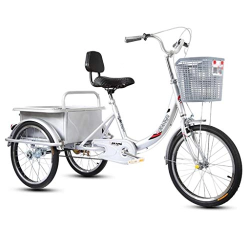 Comfort Bike : M-YN Adult Tricycle - Three Wheel Cruiser Bikes - Trike Bike for Seniors Women & Family with Cargo Basket for Seniors, Family | Leisure Picnics & Shopping (Color : Silver)