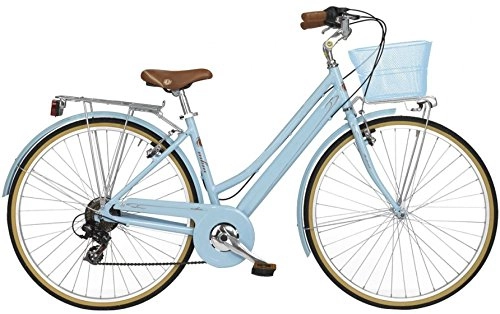 Comfort Bike : MBM Boulevard 28 Inch 43 cm Woman 18SP Rim Brakes Light blue