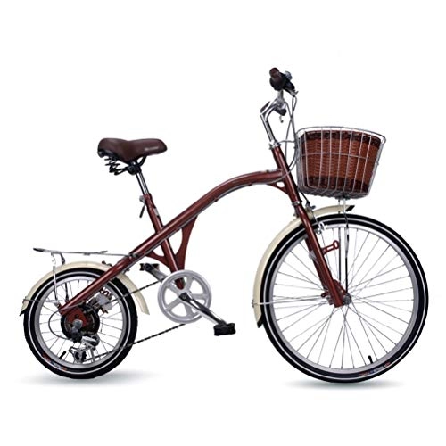 Comfort Bike : MC.PIG 24 Inch Comfort Bikes Urban Commuter Bike-City Lady Princess Retro Bicycle Large and Small Wheel Variable Speed 24 Inch Bicycle Women'S Fishing Bike City Bike (Color : Brown)