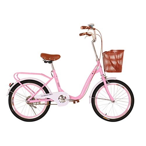 Comfort Bike : MC.PIG Beach Cruiser Bike Aluminum City Bike-20-Inch City Bike Classic and Comfortable Commuting Men'S and Women'S Student Retro Lady Bike Adult Ordinary Bicycle (Color : Pink)