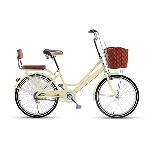 Comfort Bike : MC.PIG Simple Adult Women'S Bicycle- Cycles Women'S and Girls Style City Bike Lightweight 22 Inch for Women Retro Frame Adult Bike with Basket (Color : Off-white 1)