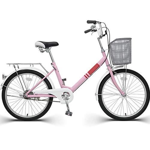 Comfort Bike : MC.PIG Women City Bicycle-20 Inch Comfort Bikes Adult Bicycle Portable Student Male Bicycle Bicycle Cruiser Bike for City Riding and Commuting (Color : Pink)