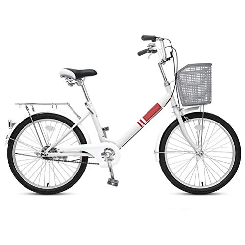 Comfort Bike : MC.PIG Women City Bicycle-20 Inch Comfort Bikes Adult Bicycle Portable Student Male Bicycle Bicycle Cruiser Bike for City Riding and Commuting (Color : White)