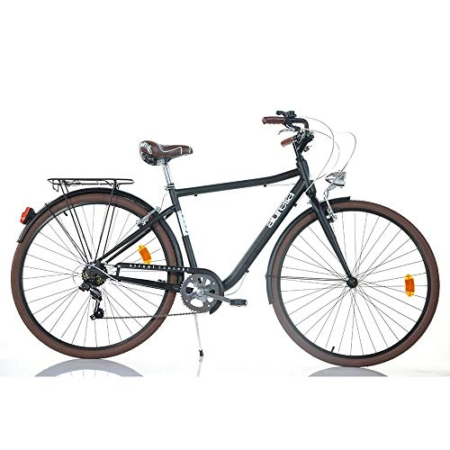 Comfort Bike : Men Bike Aurelia Street Bike 28 Inch Alloy V-brake Carrier 6 Speed Black