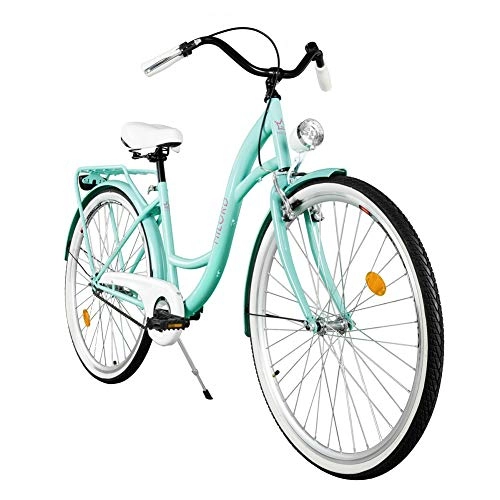 Comfort Bike : Milord. 2018 City Comfort Bike, Ladies Dutch Style with Rear Carrier, 1 Speed, Aqua, 26 inch