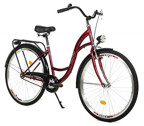 Comfort Bike : Milord. 26 inch 1 Speed Claret City Comofrt Bike Ladies Dutch Style with Rear Carrier