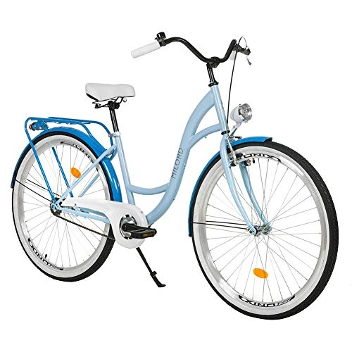 Comfort Bike : Milord. 26 inch 3 Speed Baby Blue City Comofrt Bike Ladies Dutch Style with Rear Carrier