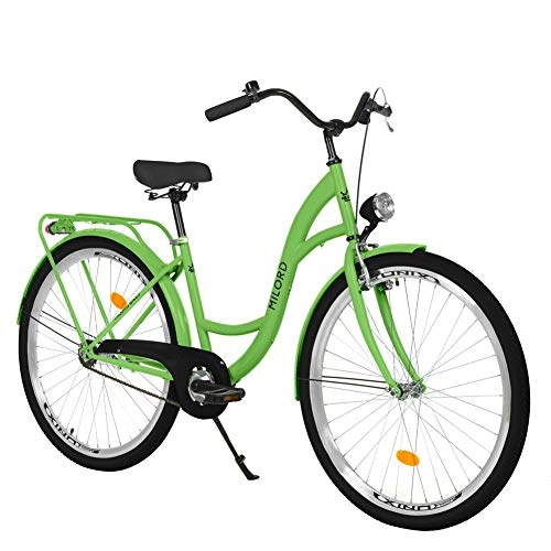 Comfort Bike : Milord. 28 inch 1 Speed Light Green City Comofrt Bike Ladies Dutch Style with Rear Carrier
