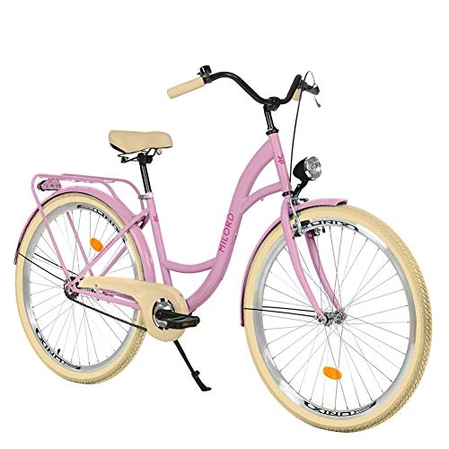 Comfort Bike : Milord. 28 inch 1 Speed Raspberry City Comofrt Bike Ladies Dutch Style with Rear Carrier