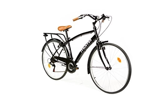 Comfort Bike : Moma Bikes, CITY 28", City Bike, Black, Aluminum, SHIMANO 18 Speeds, Comfort Saddle