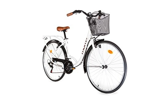 Comfort Bike : Moma Bikes, City Classic Bike 28" white, Aluminum, SHIMANO 18 Speeds