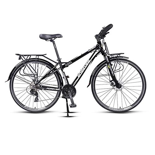 Comfort Bike : MUZIWENJU Aluminum 24 Speed 700C Road Bike Racing Bicycle, Dual Disc Brakes, (Color : Black, Edition : 24 speed)