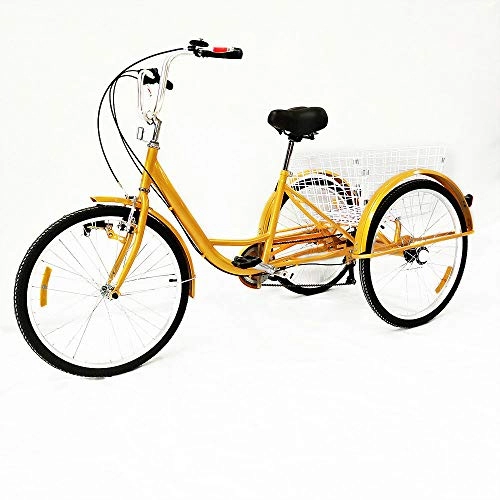Comfort Bike : OUKANING 24 inch Adult Tricycle 6 Speed 3 Wheel Bicycle Tricycle with Pedal and Lamp
