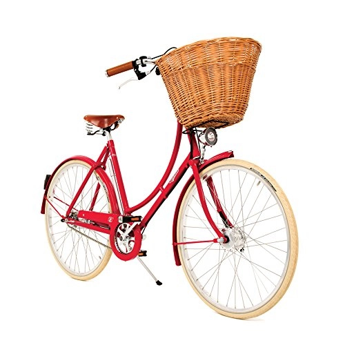 Comfort Bike : Pashley Britannia – Misses' Retro Style Bike. Elegant and light weight, fresh design for Curved Cycling – 5 Speed Gear Shift Frame 22 Red Beschwingt, Light, Refreshing, red