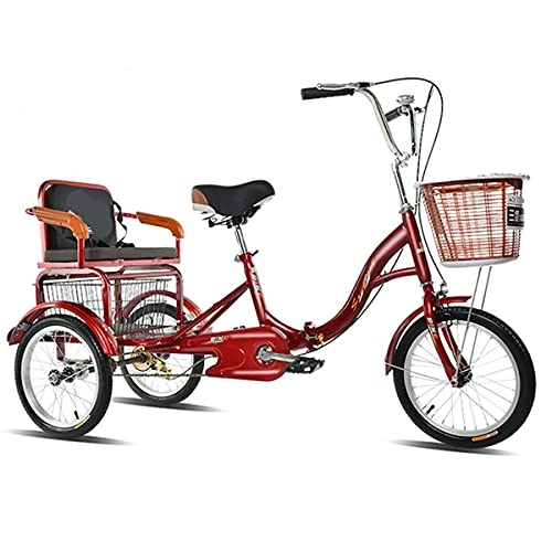 Comfort Bike : Pedal 16-Inch Adult Tricycle With Large Basket Foldable Tricycle Low Steps Suitable For Daily Use By Adults Safe And Convenient